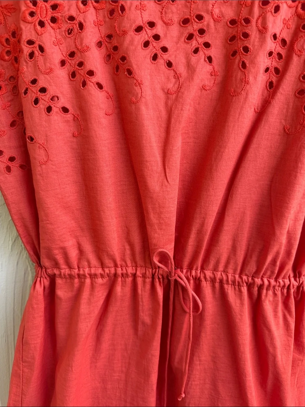 Madewell Red Eyelet Short Sleeve Romper
